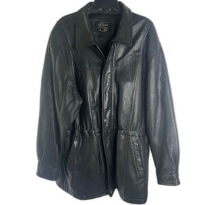 Lee Cobb‎ Genuine Soft Black Leather Moto Coat Cinch Waist Women's Size Large